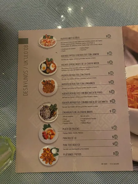 menu 0 of La Chaya Maya Casona