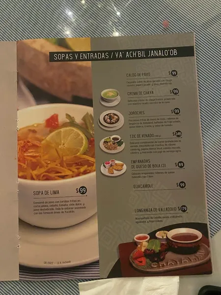 menu 2 of La Chaya Maya Casona