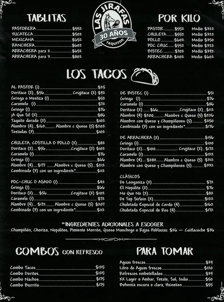 menu 0 of Restaurante Las Jirafas