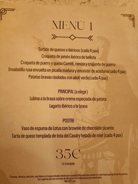menu 0 of Restaurante Prima Porta