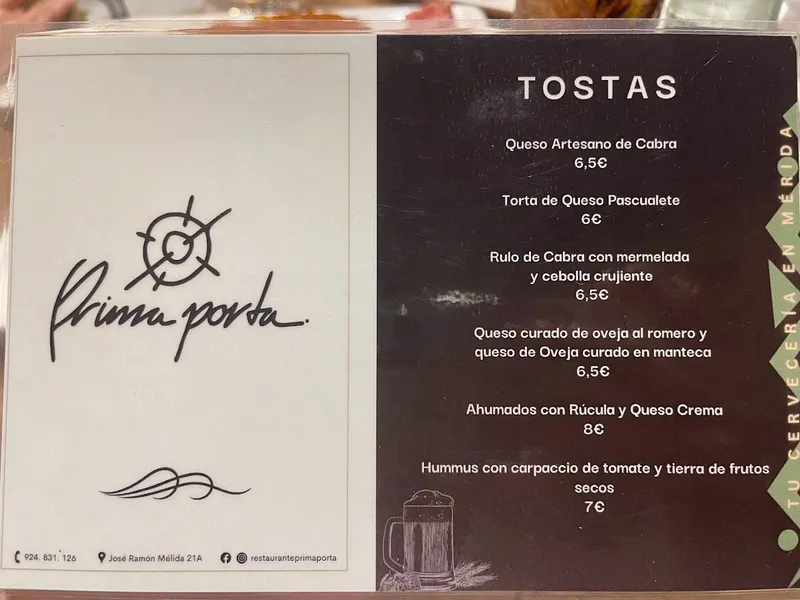 menu 2 of Restaurante Prima Porta