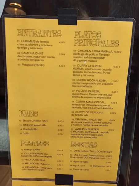 menu 0 of Mirch