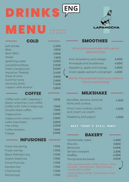 menu 1 of Cafeteria la panocha