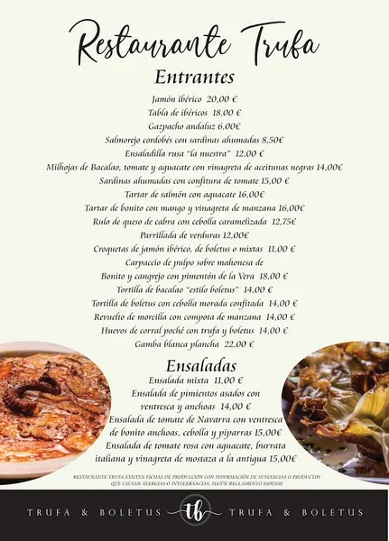 menu 1 of Restaurante Trufa y Boletus