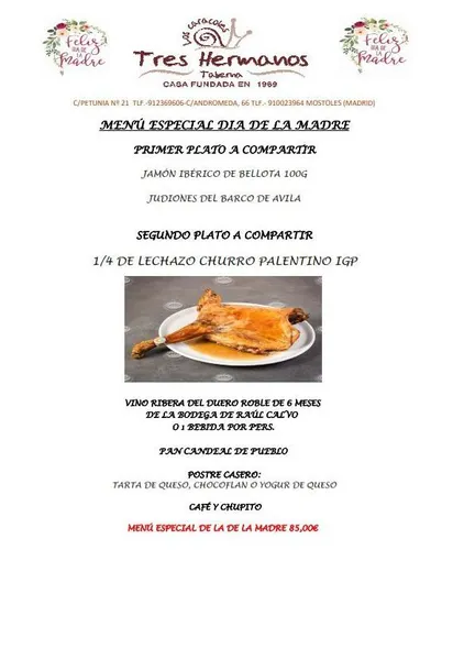 menu 2 of TABERNA TRES HERMANOS C/ANDRÓMEDA