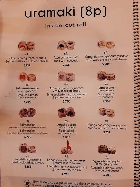 menu 2 of Bella Sushi