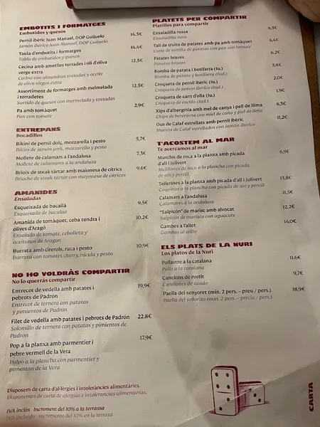 menu 1 of Bar Nuri