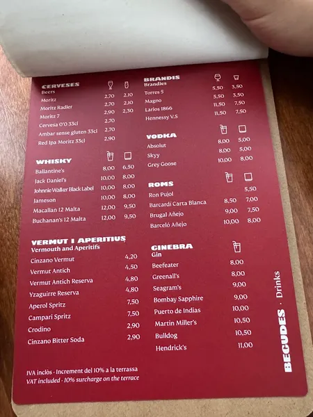 menu 2 of Bar Nuri