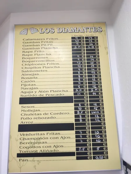 menu 0 of Los Diamantes - Navas