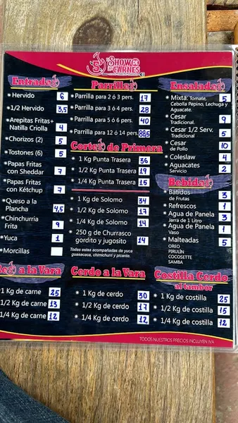 menu 0 of El show de las carnes