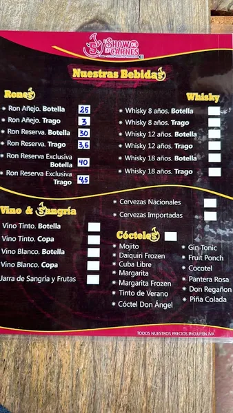 menu 2 of El show de las carnes