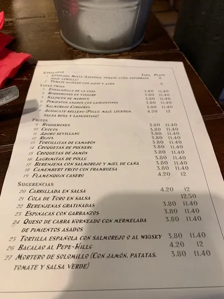 menu 0 of Casa Pepe Hillo