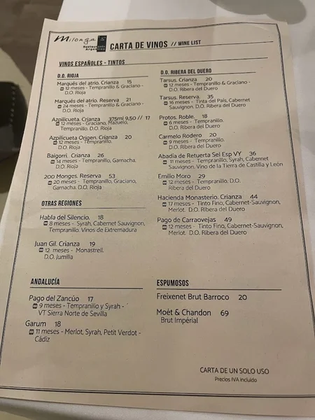 menu 2 of Restaurante Argentino Milonga's | Santa Justa