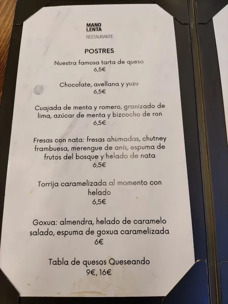 menu 2 of Restaurante "Mano Lenta"