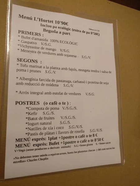 menu 0 of Restaurant l'Hortet