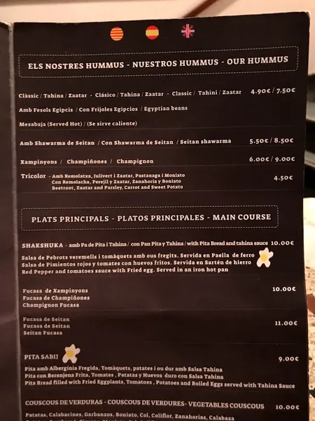 menu 0 of Hummus Barcelona