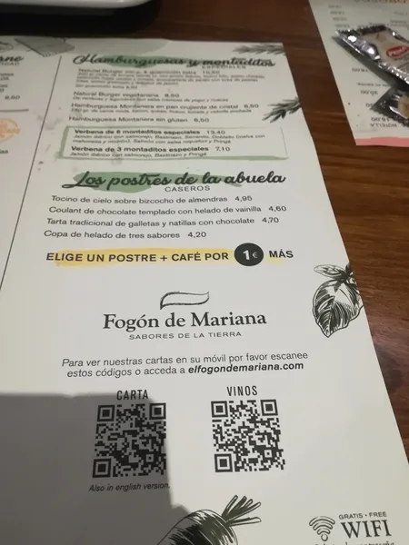 menu 0 of Restaurante Fogón de Mariana - Antulo