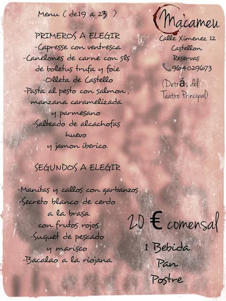 menu 1 of Macameu