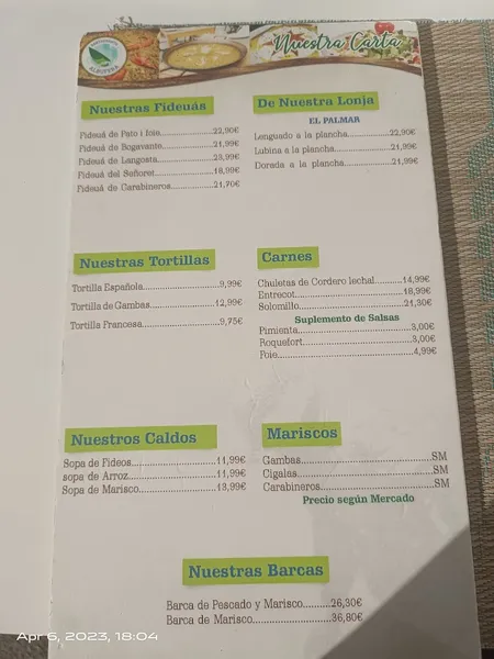 menu 1 of Restaurante La Albufera