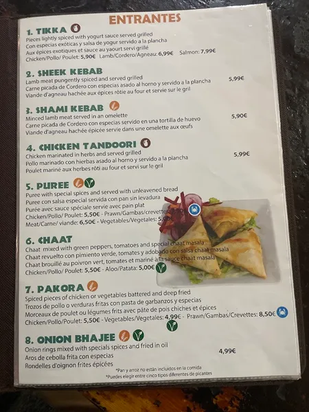 menu 0 of Taj Tandoori y Vegano