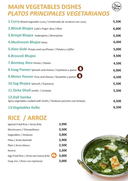 menu 2 of Taj Tandoori y Vegano