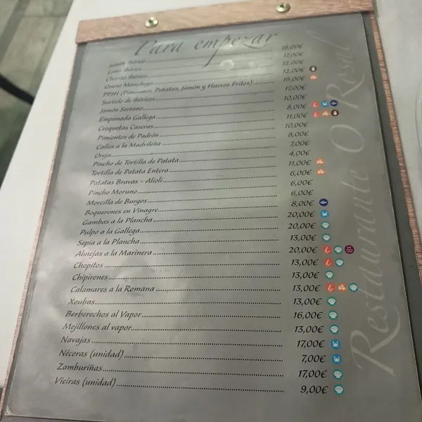 menu 2 of Restaurante O'Rosal