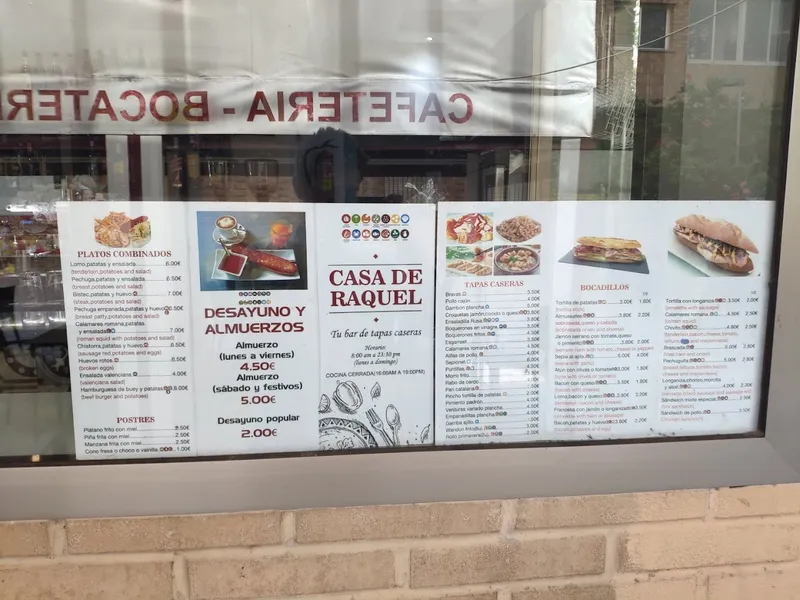 menu 1 of Bar Casa de Raquel