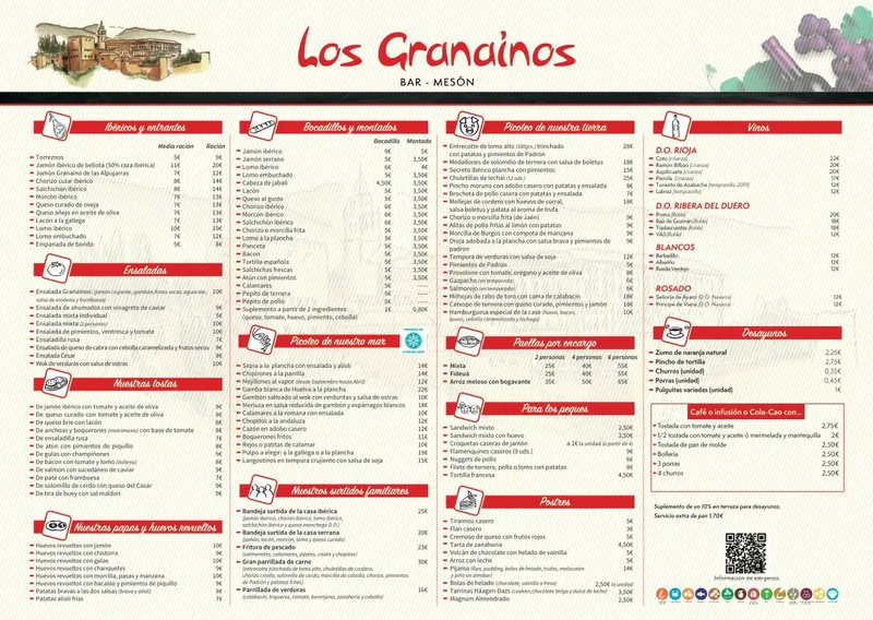 menu 0 of Bar Mesón Los Granainos de Herrera Oria 248