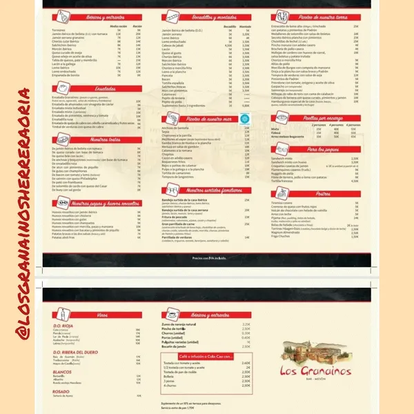 menu 1 of Bar Mesón Los Granainos de Herrera Oria 248