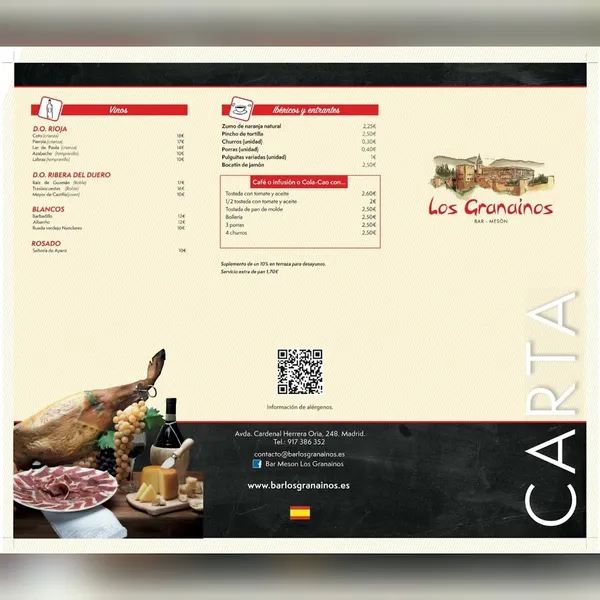 menu 2 of Bar Mesón Los Granainos de Herrera Oria 248