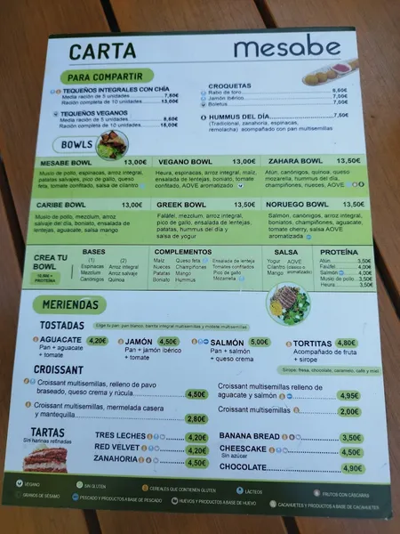 menu 0 of MESABE