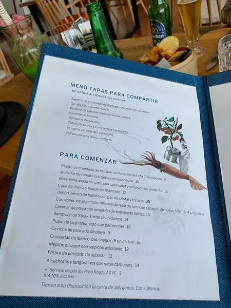 menu 2 of La Marítima de Veles e Vents I Arrocería Mediterránea