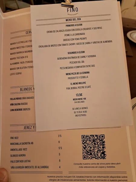 menu 0 of Restaurante Fino Bar - Alcalá de Henares
