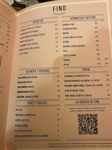 menu 2 of Restaurante Fino Bar - Alcalá de Henares