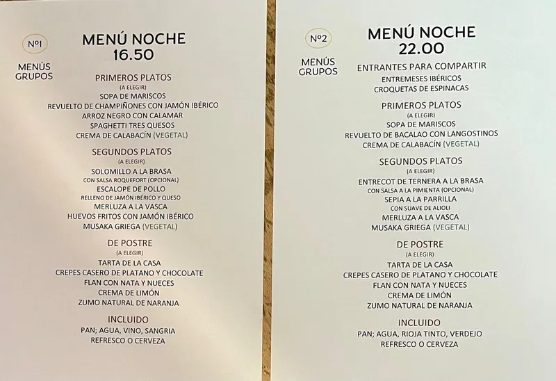 menu 0 of Restaurante la Luna