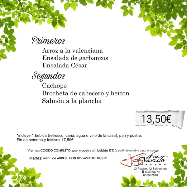menu 0 of Mesón la Navilla