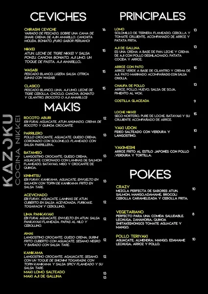 menu 0 of KAZOKU COCINA NIKKEI SEVILLA
