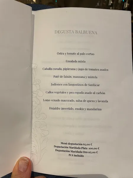 menu 0 of Balbuena y Huertas