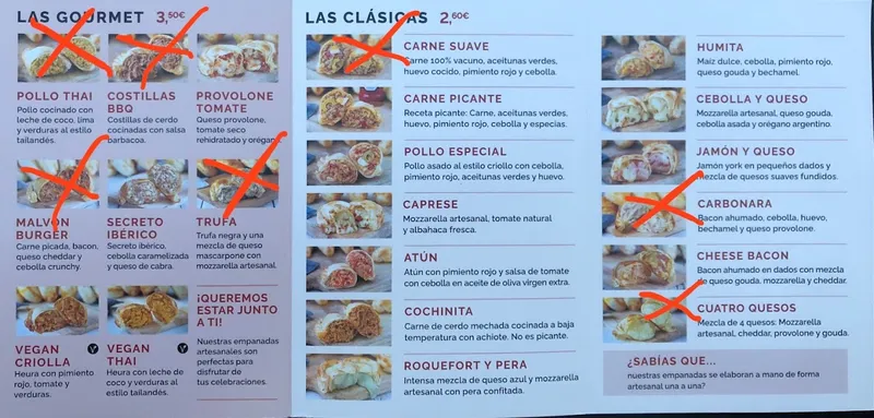 menu 1 of Empanadas Malvón