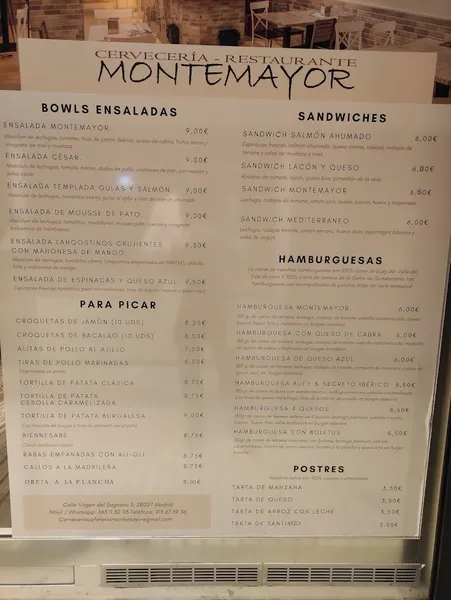 menu 0 of Cervecería Restaurante Montemayor