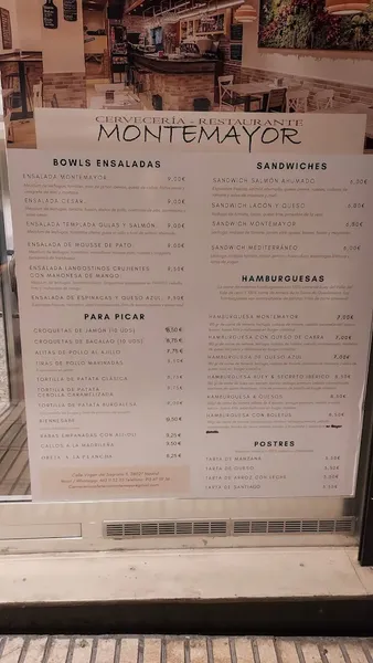 menu 1 of Cervecería Restaurante Montemayor