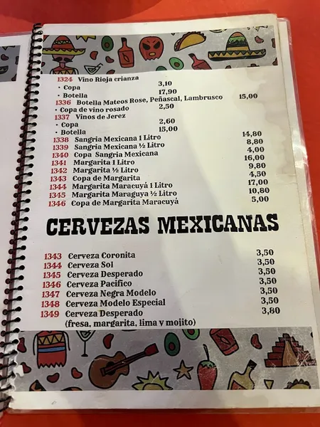 menu 1 of Restaurante Cantina Cantinflas