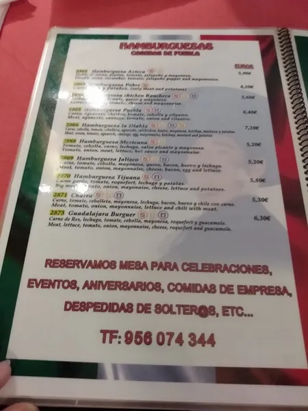 menu 2 of Restaurante Cantina Cantinflas