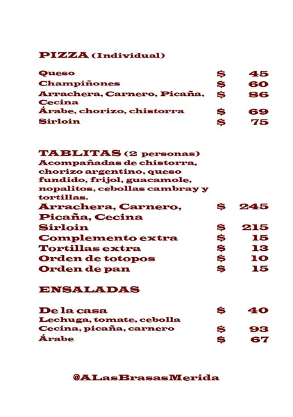 menu 0 of A las Brasas