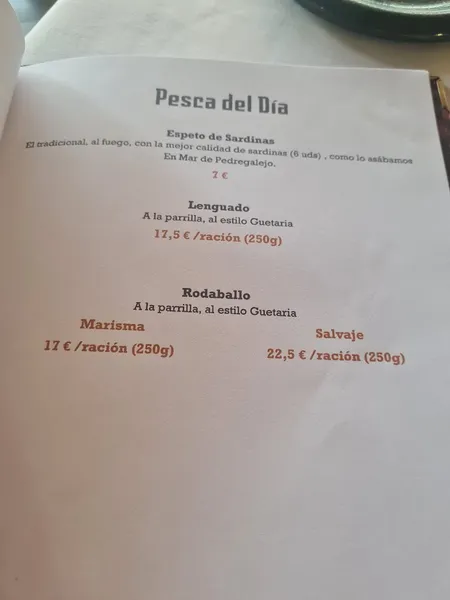 menu 2 of Verum Restaurante El Asador de Málaga