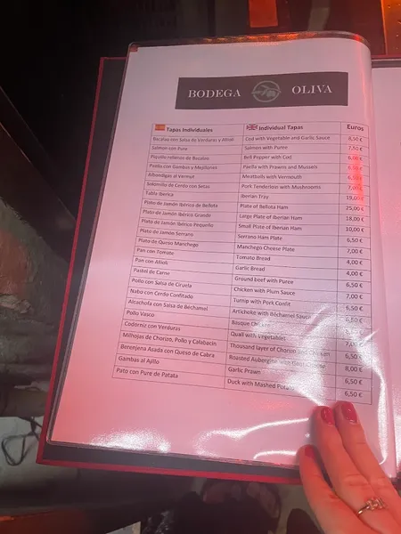 menu 1 of BODEGA OLIVA