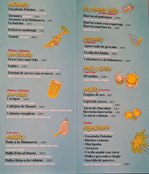 menu 1 of El Paladar