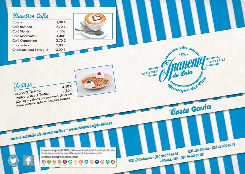 menu 1 of Pastelería Cafetería Ipanema de Lola