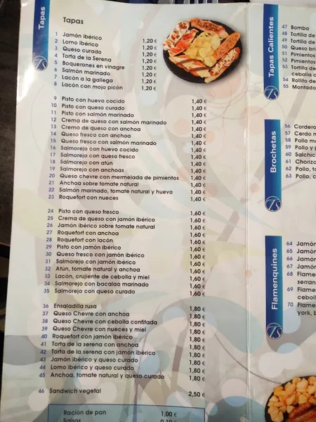 menu 2 of Tapería del Sur
