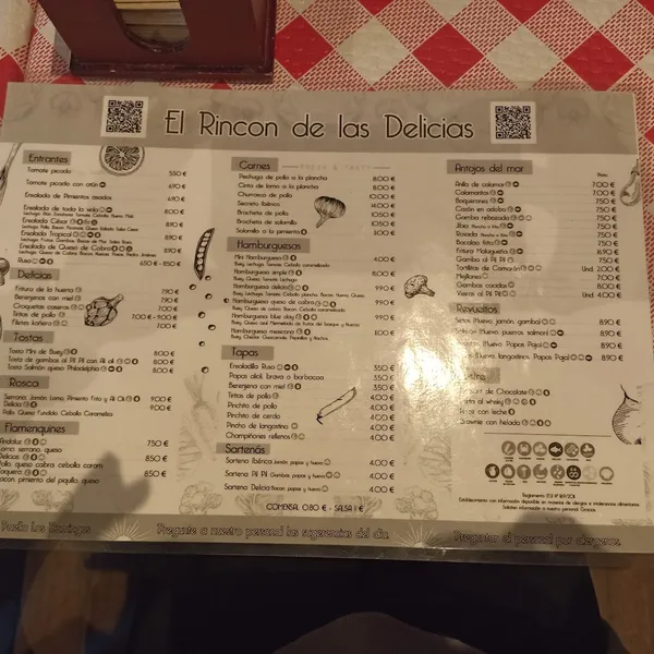 menu 1 of El Rincón De Las Delicias